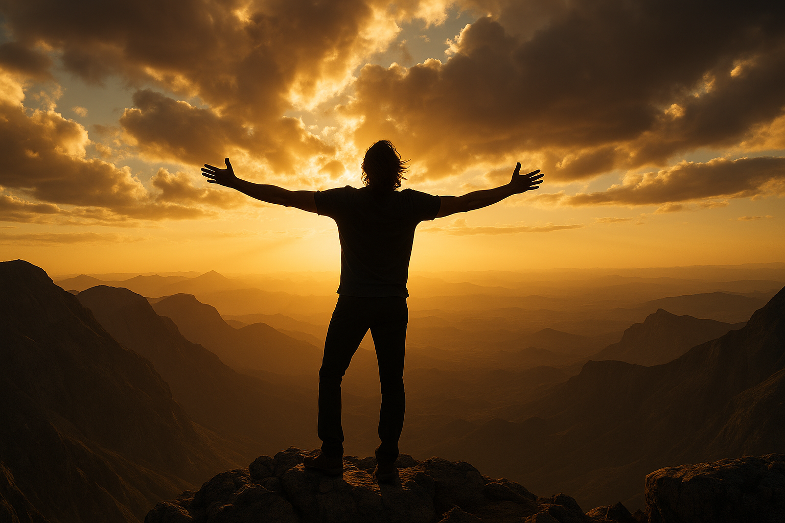 do it again but a man on a mountain and he's free