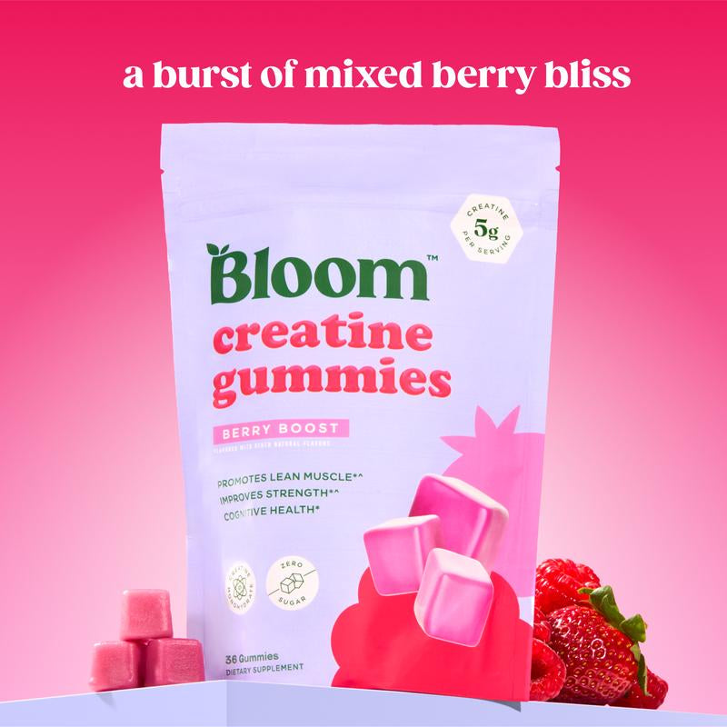 Bloom Nutrition Creatine Gummies - Energy, Cognitive Health & Post-Workout Muscle Recovery Promotes & Muscle Improves