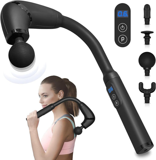 Professional Smart Bent-Head Massage Gun | Deep Tissue Massager for Athletes & Full-Body Relaxation 6 Adjustable Speeds | 4 Interchangeable Heads | Aussie-Friendly Design | Ideal for Muscle Recovery & Pain Relief