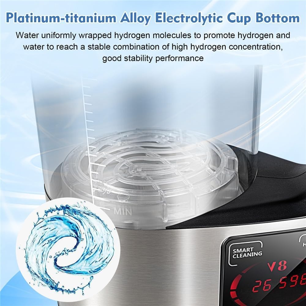 Hydrogen Water Maker, 2L Hydrogen-Rich Water Ion Generator Kettle, Water Ionizer Bottle Filter Drink Glass Health Cup with LED Screen and Thermostat Function