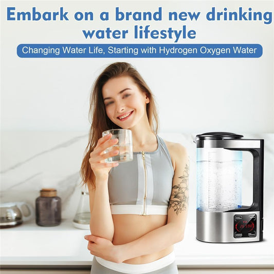Hydrogen Water Maker, 2L Hydrogen-Rich Water Ion Generator Kettle, Water Ionizer Bottle Filter Drink Glass Health Cup with LED Screen and Thermostat Function