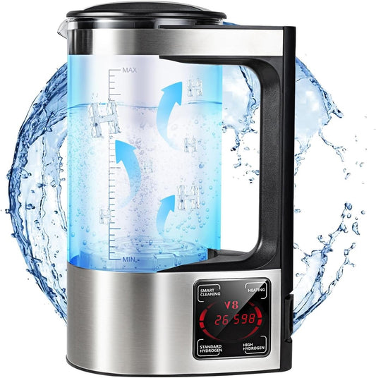 Hydrogen Water Maker, 2L Hydrogen-Rich Water Ion Generator Kettle, Water Ionizer Bottle Filter Drink Glass Health Cup with LED Screen and Thermostat Function
