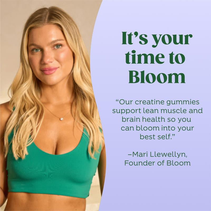 Bloom Nutrition Creatine Gummies - Energy, Cognitive Health & Post-Workout Muscle Recovery Promotes & Muscle Improves