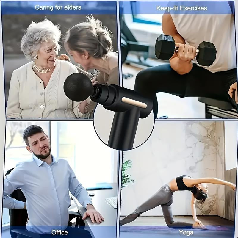 Portable Electric Massager 6 Speed Replacement Massage Accessories Black Ultra Quiet Back Massager for Boyfriend Somatic Therapy Device Footmassager Neck Massager Massage Gun Back Massager Knee Massager Device Mini Electric Muscle Massage Gun