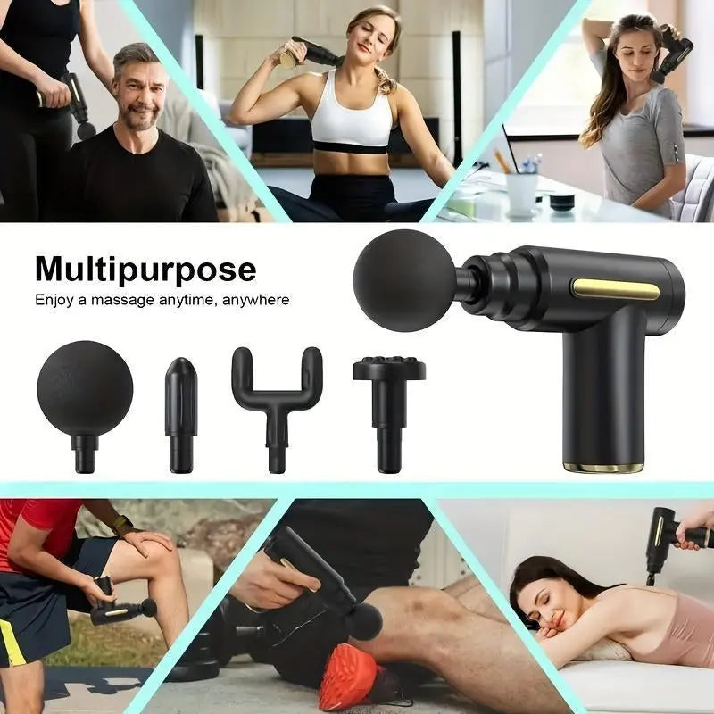 Portable Electric Massager 6 Speed Replacement Massage Accessories Black Ultra Quiet Back Massager for Boyfriend Somatic Therapy Device Footmassager Neck Massager Massage Gun Back Massager Knee Massager Device Mini Electric Muscle Massage Gun
