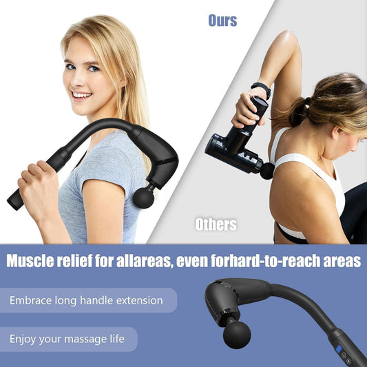 Professional Smart Bent-Head Massage Gun | Deep Tissue Massager for Athletes & Full-Body Relaxation 6 Adjustable Speeds | 4 Interchangeable Heads | Aussie-Friendly Design | Ideal for Muscle Recovery & Pain Relief