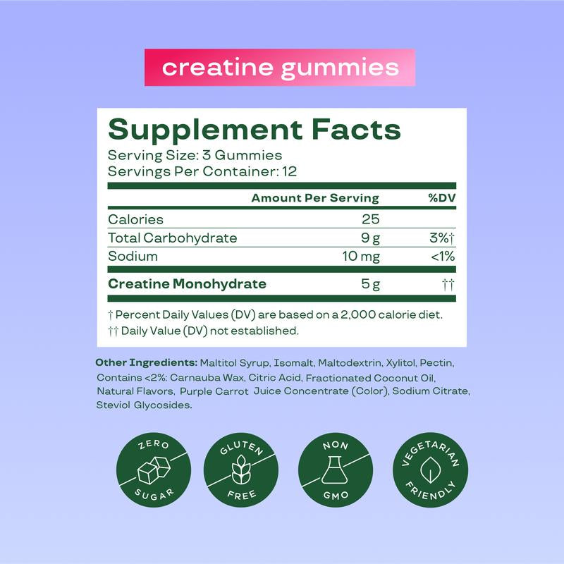 Bloom Nutrition Creatine Gummies - Energy, Cognitive Health & Post-Workout Muscle Recovery Promotes & Muscle Improves